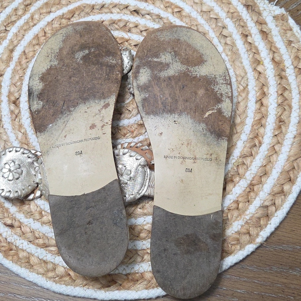Jack Rogers Lauren II Leather Flat In Platinum, Size 8 - Picture 10 of 10